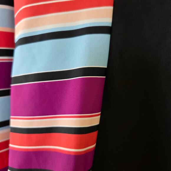 Torrid One Piece Rash Guard Swimsuit Black Multicolor Stripe Women Size 0 Zip - Picture 8 of 12